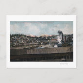 Uitzicht van mijnschacht en -stad vanuit de lucht briefkaart (Voorkant)