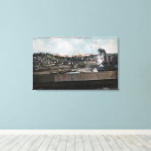 Uitzicht van mijnschacht en -stad vanuit de lucht canvas afdruk (Insitu (Houten vloer))