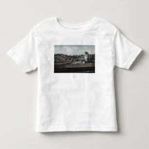 Uitzicht van mijnschacht en -stad vanuit de lucht kinder shirts