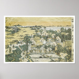 Uitzicht van Mimeguri, Toyoharu, 1780 Poster
