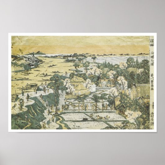 Uitzicht van Mimeguri, Toyoharu, 1780 Poster (Voorkant)