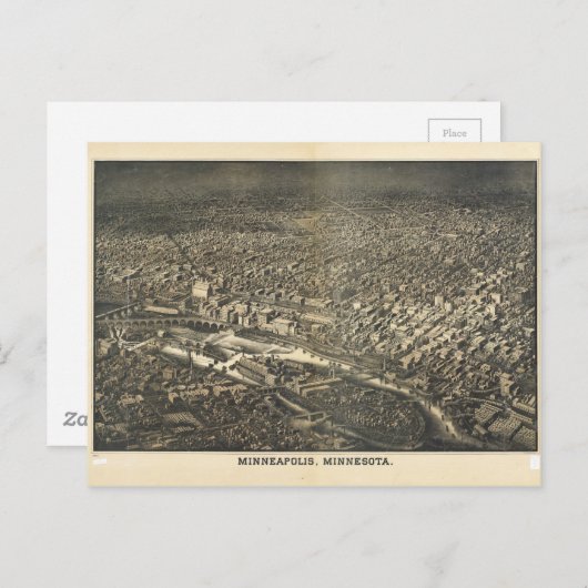 Uitzicht van Minneapolis, Minnesota (1885) Briefkaart (Voorkant / Achterkant)