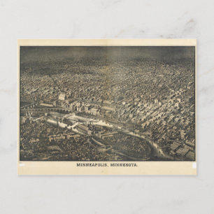 Uitzicht van Minneapolis, Minnesota (1885) Briefkaart