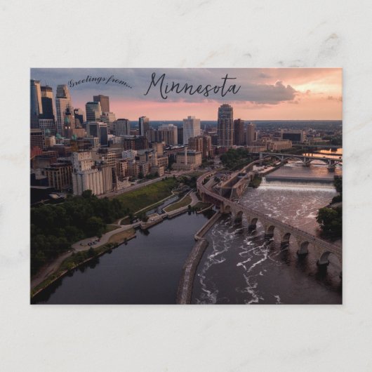 Uitzicht van Minneapolis Minnesota Briefkaart (Voorkant)