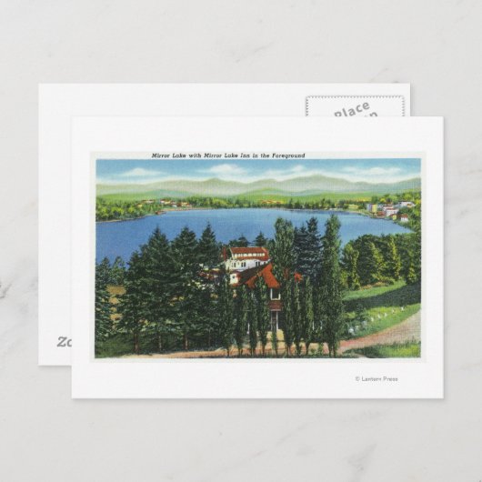 Uitzicht van Mirror Lake en Mirror Lake Inn Briefkaart (Voorkant / Achterkant)