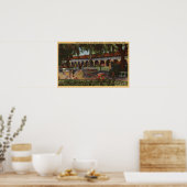 Uitzicht van missie, Memory Garden, Serra Statue Poster (Keuken)