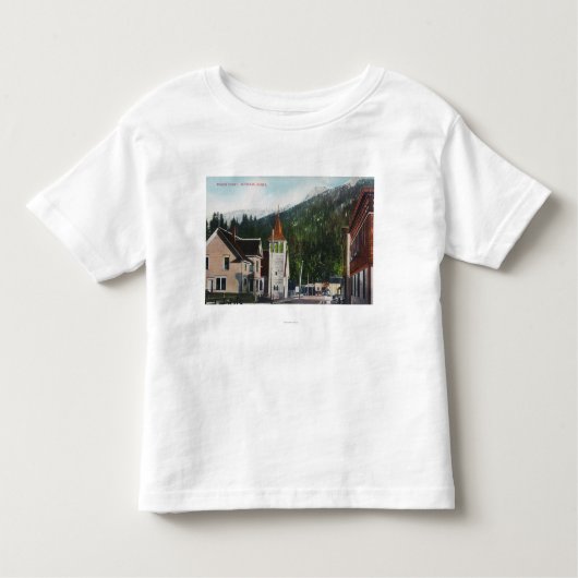 Uitzicht van Mission Street, Ketchikan, AK Kinder Shirts (Voorkant)