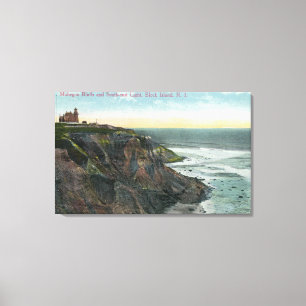 Uitzicht van Mohegan Bluffs and Southeast Canvas Afdruk