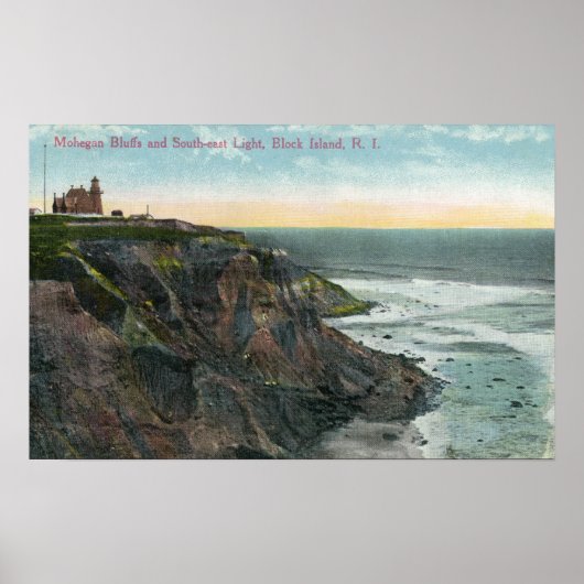 Uitzicht van Mohegan Bluffs and Southeast Poster (Voorkant)
