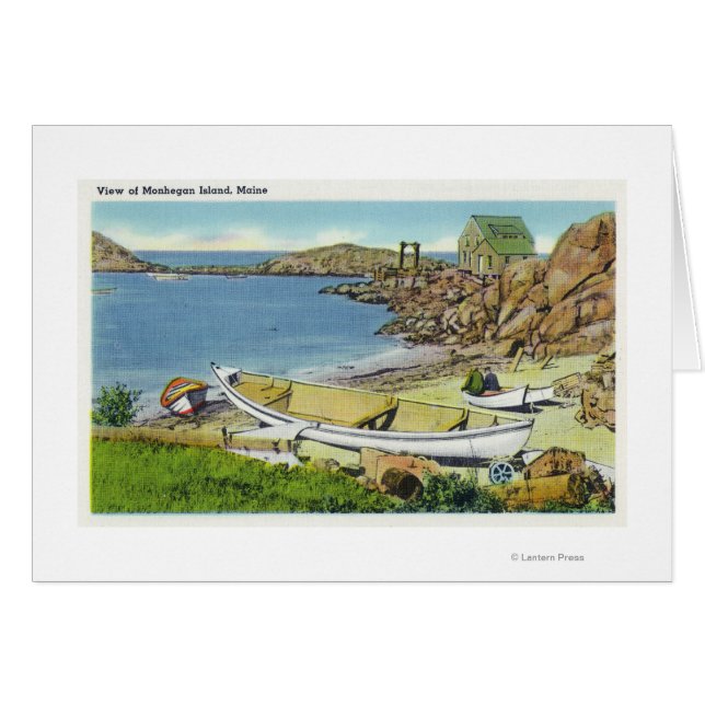 Uitzicht van Monhegan Island, Beach Scene (Voorkant Horizontaal)