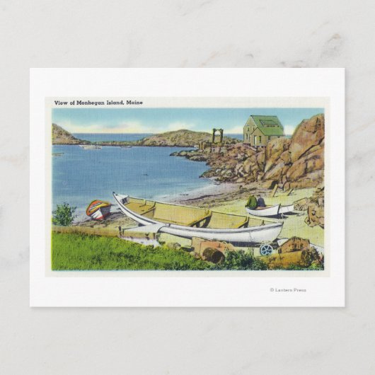 Uitzicht van Monhegan Island, Beach Scene Briefkaart (Voorkant)