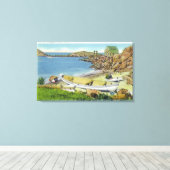 Uitzicht van Monhegan Island, Beach Scene Canvas Afdruk (Insitu (Houten vloer))