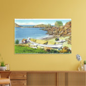 Uitzicht van Monhegan Island, Beach Scene Canvas Afdruk (Insitu (Woonkamer))