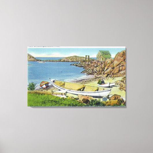 Uitzicht van Monhegan Island, Beach Scene Canvas Afdruk (Voorkant)