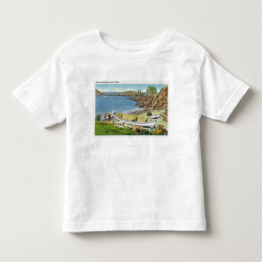 Uitzicht van Monhegan Island, Beach Scene Kinder Shirts (Voorkant)
