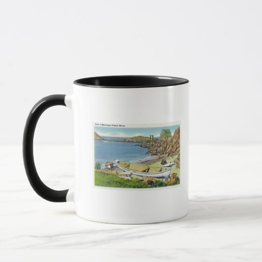 Uitzicht van Monhegan Island, Beach Scene Mok (Links)