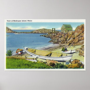 Uitzicht van Monhegan Island, Beach Scene Poster