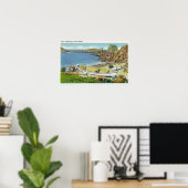 Uitzicht van Monhegan Island, Beach Scene Poster (Thuiskantoor)