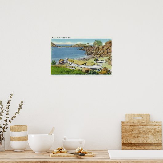 Uitzicht van Monhegan Island, Beach Scene Poster (Keuken)