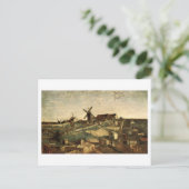 Uitzicht van Montmartre & Windmills Van Gogh FIne  Briefkaart (Staand voorkant)