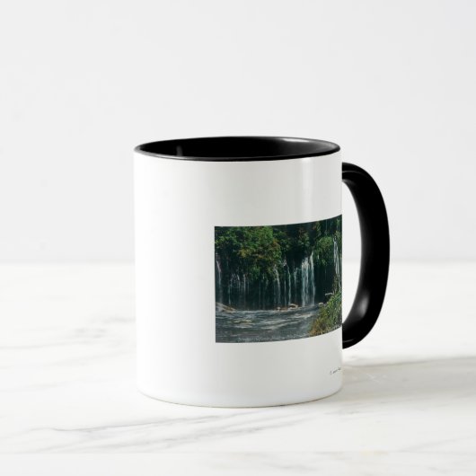 Uitzicht van Mossbrae FallsShasta Springs, CA Mok (Voorkant rechts)