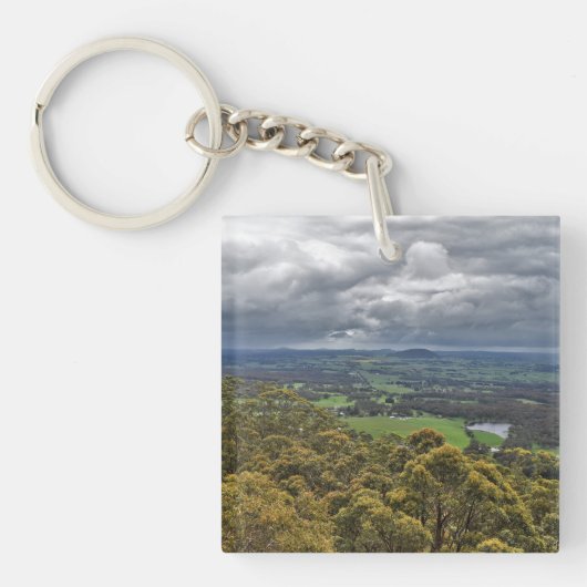 Uitzicht van Mount Buninyong Key Ring Sleutelhanger (Voorkant)