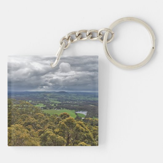 Uitzicht van Mount Buninyong Key Ring Sleutelhanger (Achterkant)
