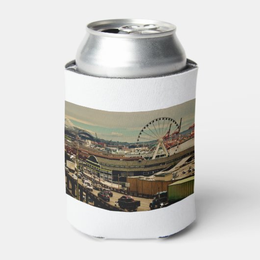 Uitzicht van Mount Rainier vanaf Pike Place Public Blikjeskoeler (Blikje Voorkant)