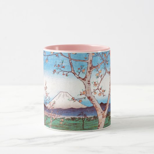 Uitzicht van Mt. Fuji en Cherry Blossom, Hiroshige Mok (Midden)