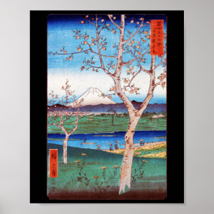 Uitzicht van Mt. Fuji en Cherry Blossom, Hiroshige Poster