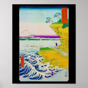 Uitzicht van Mt Fuji en Seaside, Hiroshige, Ukiyo- Poster