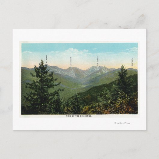 Uitzicht van Mt. Marcy, Saddleback, Sawtooth Briefkaart (Voorkant)
