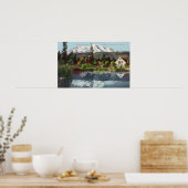 Uitzicht van Mt. Shasta van de Sisson Fish Hatcher Poster (Keuken)