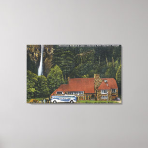 Uitzicht van Multnomah Herfsten Lodge Canvas Afdruk