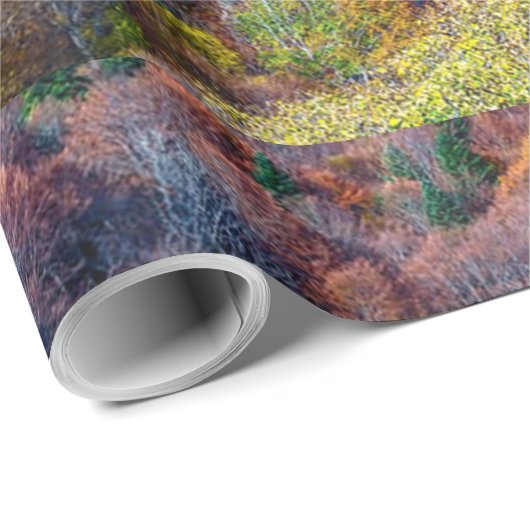 Uitzicht van najaarsboskleurige bomen cadeaupapier (Rol Hoek)