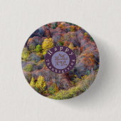 Uitzicht van najaarsboskleurige bomen ronde button 3,2 cm (Voorkant)