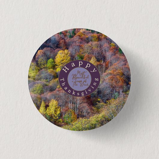 Uitzicht van najaarsboskleurige bomen ronde button 3,2 cm (Voorkant)