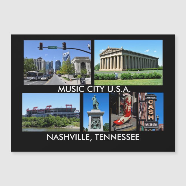 Uitzicht van Nashville Tennessee Magnetische Kaart (Voorkant)