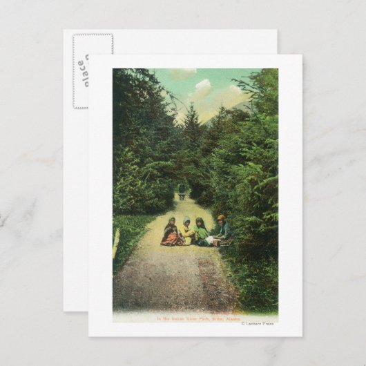 Uitzicht van Natives in het Indiase rivierpark Briefkaart (Voorkant / Achterkant)