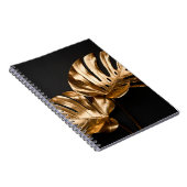 Uitzicht van natuurlijk goud, onder monstera trop  notitieboek (Rechterzijde)