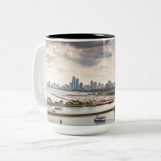 Uitzicht van Navy Pier - Chicago Foto Mok (Voorkant links)