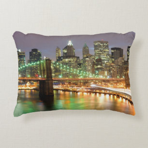 Uitzicht van Neder-Manhattan en de Brooklyn Bridge Accent Kussen