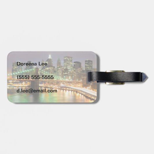 Uitzicht van Neder-Manhattan en de Brooklyn Bridge Bagagelabel (Achterkant horizontaal)