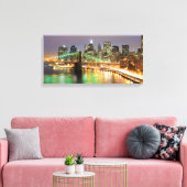 Uitzicht van Neder-Manhattan en de Brooklyn Bridge Canvas Afdruk (Insitu (Woonkamer))