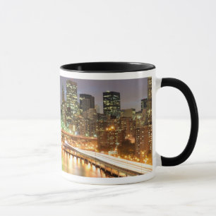Uitzicht van Neder-Manhattan en de Brooklyn Bridge Mok