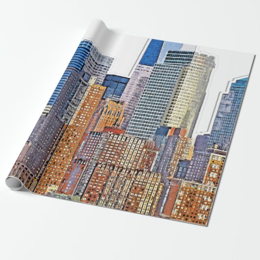 Uitzicht van New York City Skyline artistiek Cadeaupapier (Uitgerold)