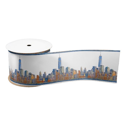 Uitzicht van New York City Skyline artistiek Satijnen Lint (Spoel)
