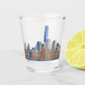 Uitzicht van New York City Skyline artistiek Shot Glas (Voorkant)