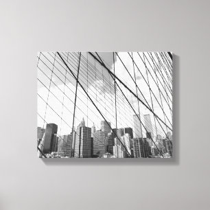 Uitzicht van New York van de Brooklyn Bridge Canvas Afdruk