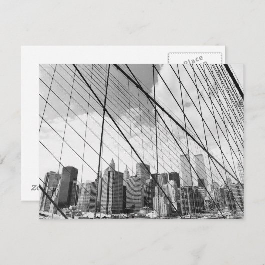 Uitzicht van New York vanaf Brooklyn Bridge Briefkaart (Voorkant / Achterkant)